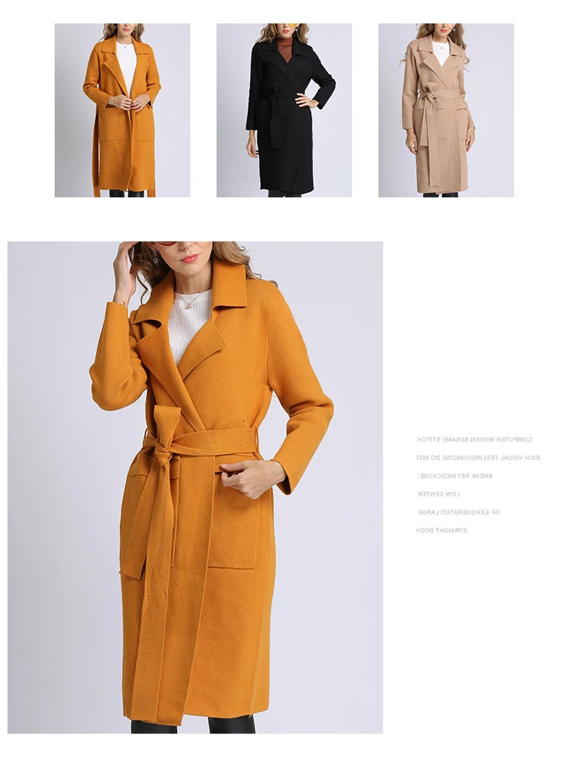 HCYO 2018 New Autumn Casual Women Jacket with Sashes Cardigan solid Coats Slim-fitting Female Oversized Multiple Long Sweater (3)