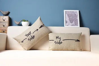 

"MY SIDE YOUR SIDE" couple wedding present Home Decor cushion Linen cotton pillow sofa cushions decorative Throw Pillow 2pcs/lot