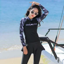 Женский спортивный купальник, летний женский костюм для серфинга, с длинным рукавом, 4 штуки, с подкладкой, рашгарды, защита от солнца, купальник для девушек, для пляжа