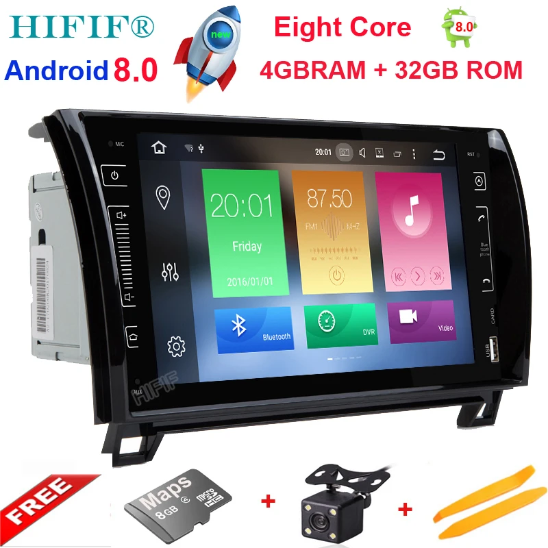 

HIFIF 9" Android 8.0 CAR Radio Player GPS Navigation Bluetooth HD Touchscreen RDS Radio For TOYOTA Sequoia/ TOYOTA Tundra + Map