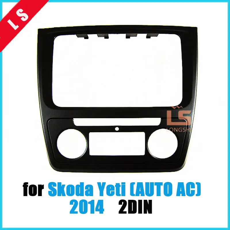 Skup 2 DIN czarny podwójny Din Din tuning samochodu DVD rama, panel DVD, zestaw na deskę rozdzielczą, konsola, rama radiowa, obudowa do audio dla Skoda yeti (automatyczna klimatyzacja)