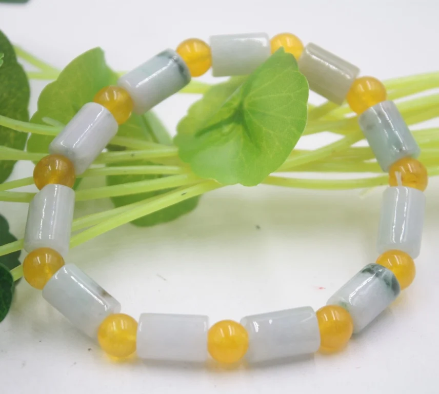 Yuppie Natural Little Green Agate Hand-Carved Bracelet Real Jade Bangles  Jadeite Jewelry Lucky Accessories (Gem Color 58-60mm) 新作も続々入荷中 ファッション 