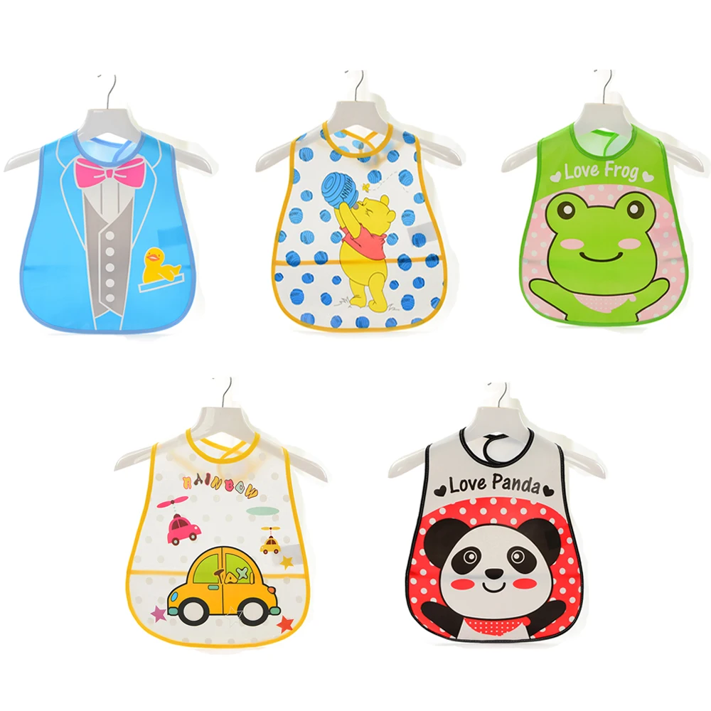 

Free Shipping 5pcs/Lot Newest PEVA Waterproof Baby Bibs Infant Burp Cloths Toddler Scarf Feeding Smock Frock Multi-Function Bibs
