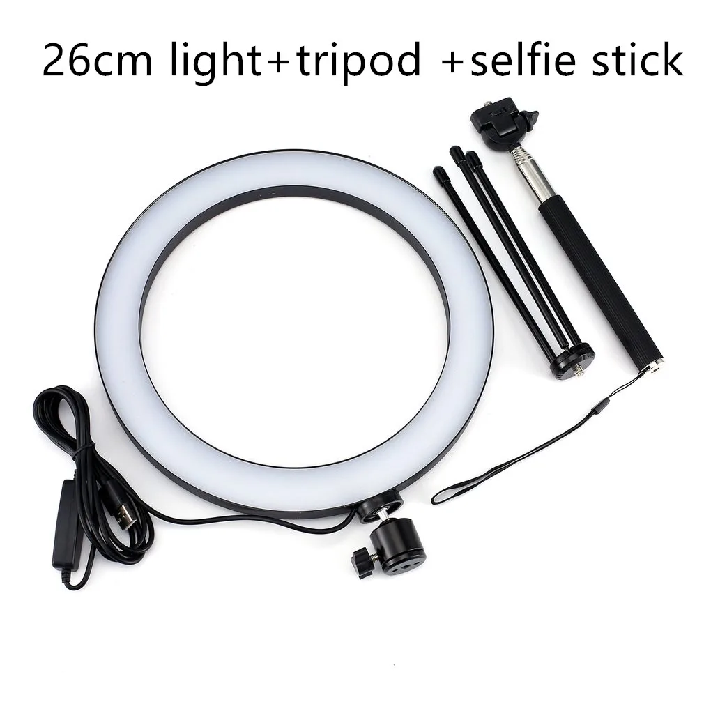 Dimmable LED Studio Camera Ring Light Photo Phone Video Light Annular Lamp With Tripods Selfie Stick Ring Fill Light For Canon - Цвет: Розовый