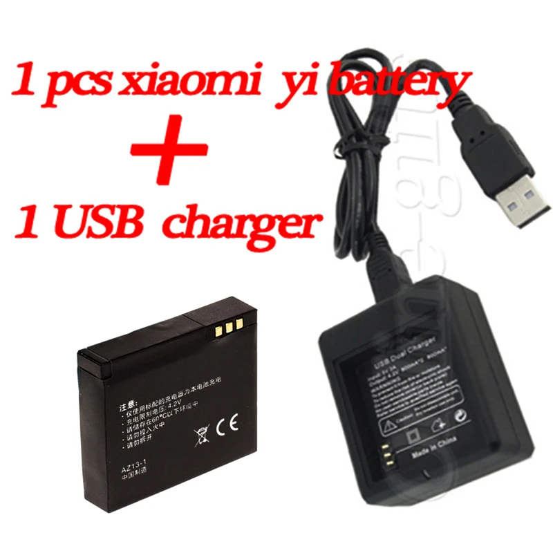 

1010mAH 3.7v Xiao yi yi m1 battery xiaoyi yi m1 Backup Batteries accessories + USB charger For Xiaomi yi action camera battery
