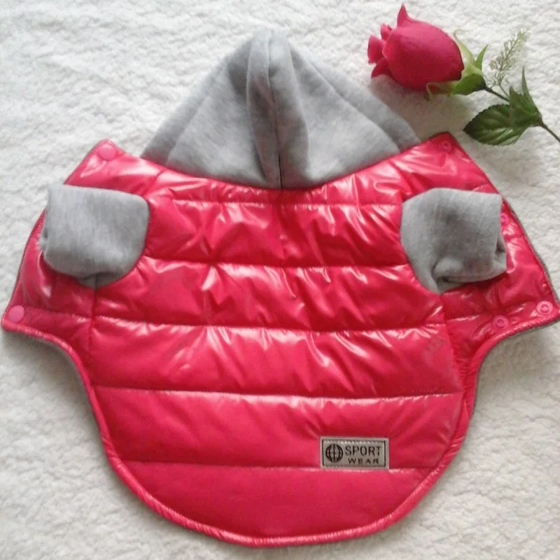 5 цветов Зима Pet куртки для собак утолщенная теплая для щенков собак одежда с капюшоном Размеры - Цвет: Red