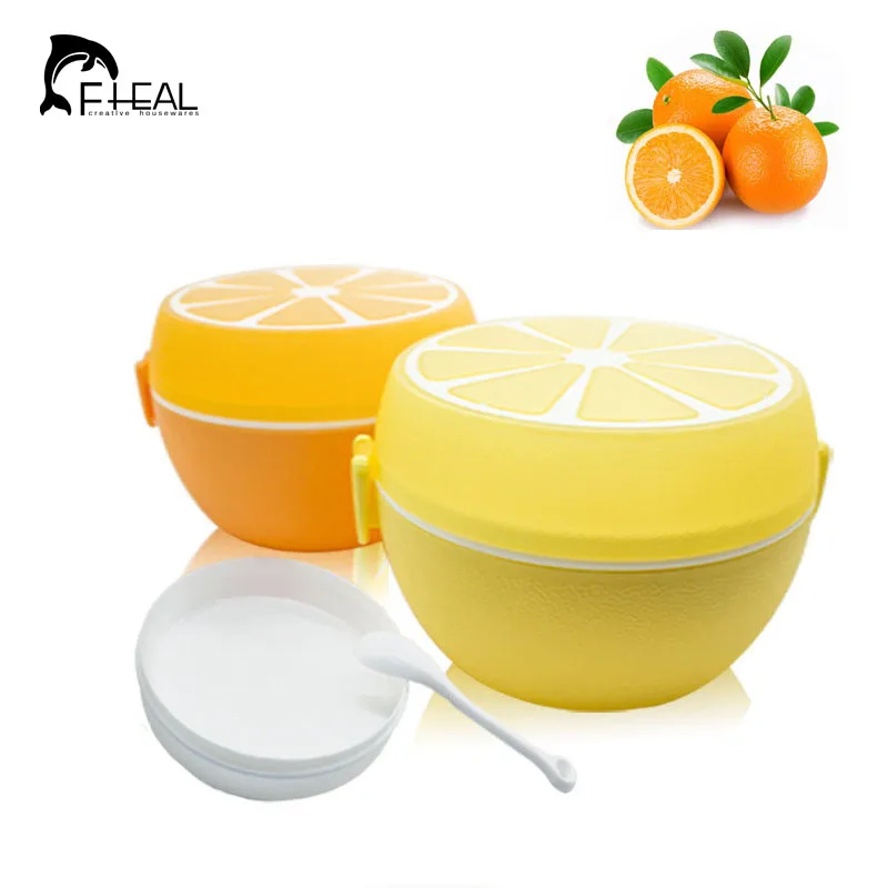 FHEAL Fruit Style Cutlery Plastic Lunch Bento Storage Box For Kids Microwave Bowl Food Container Plate Dinnerware Set(China (Mainland))