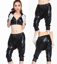 Модные красивые Харадзюку джазовые шаровары женские хип-хоп брюки танцевальные черные весенне-летние сценические хип-хоп спортивные
