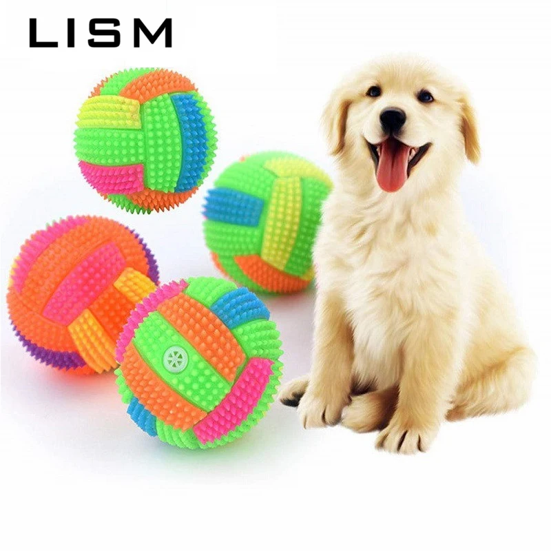 

LED Pet Dogs Flashing Football Shape Led Light Sound Bouncy Ball Funny Pets Toy Interactive Dog Cat Chew Toys Small Large Dogs