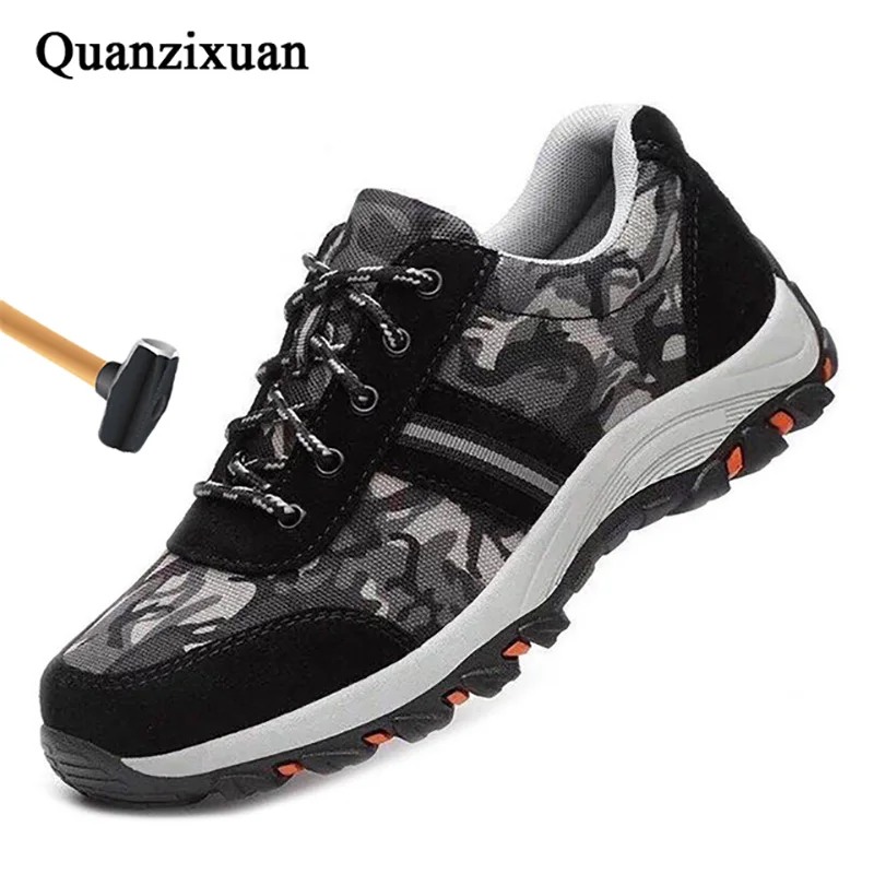

Men's Work Safety Boot Breathable Puncture Proof Protetive Safety Shoes Men Sneakers Anti-slip Steel Toe Cap Work Shoes Big Size