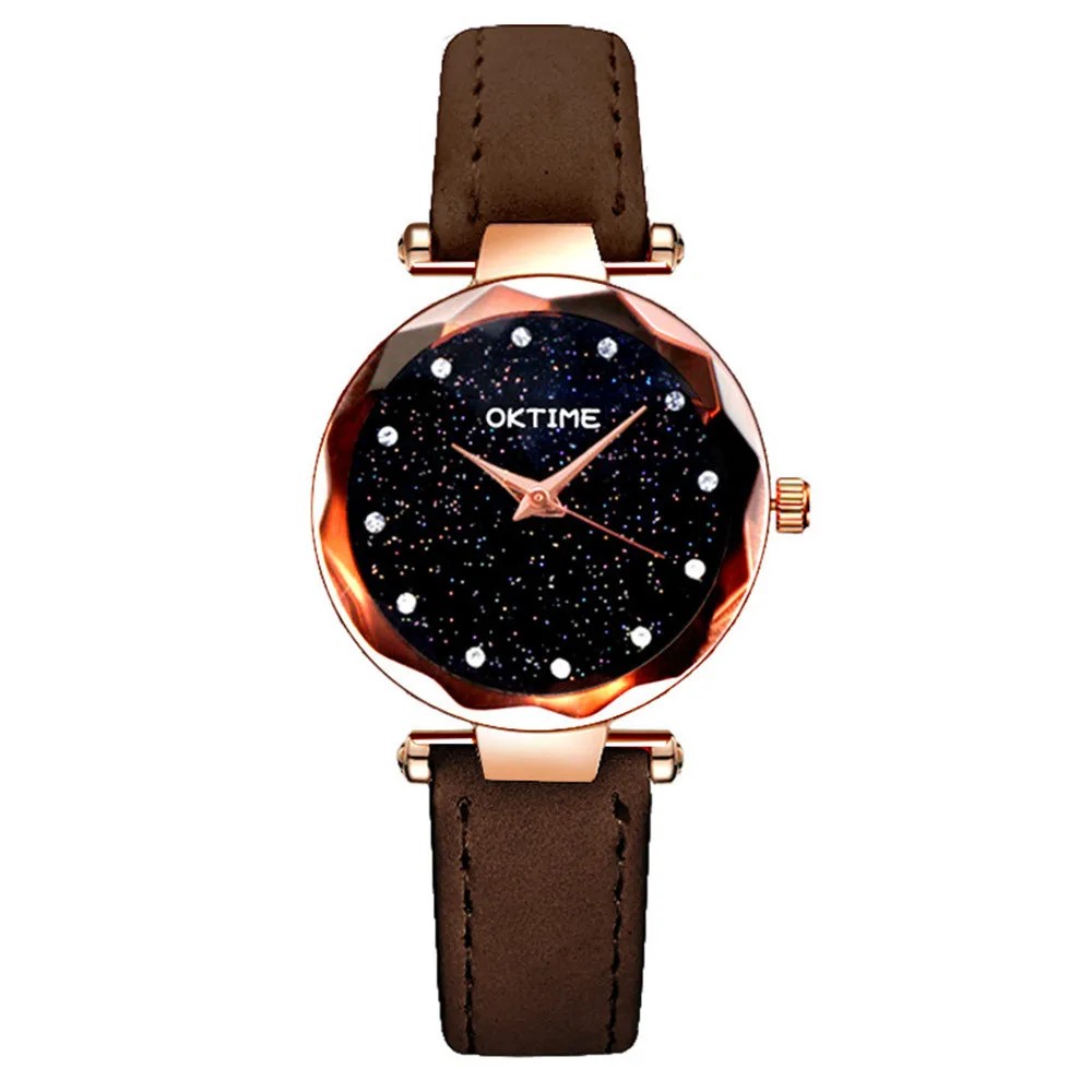 Женские наручные часы романтическое звездное небо кожаный ремешок со стразами, дизайнерские женские часы оптом бренд Zegarki Damskie F4 - Цвет: C