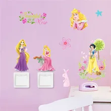 cartoon fairy Princess wall stickers for children kids bedroom wall decal art mural girls room switch decor diy poster