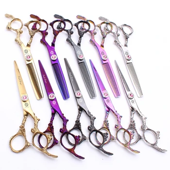 

6" 17.5cm 440C Purple Dragon Hairdressing Scissors Thinning Shears Cutting Shears Professional Hair Scissors Styling Tool Z9005