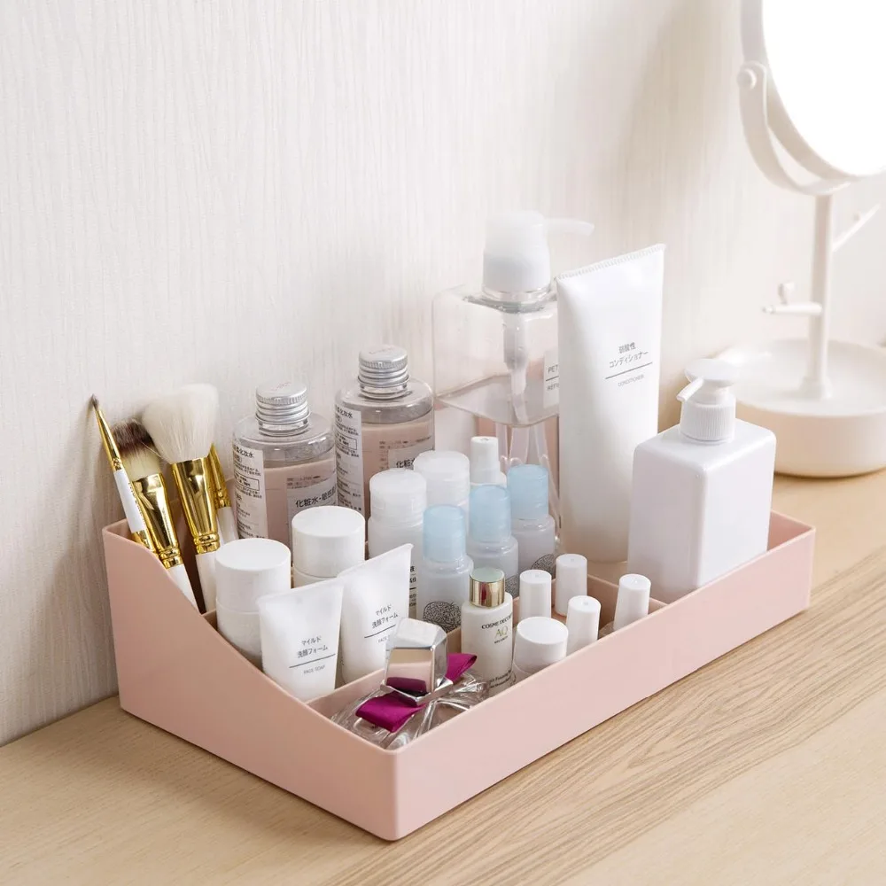 

Multi Grid Cosmetic Storage Box Dressing Table Storage Box Desktop Plastic Stationery Lipsticks Skin Care Products Finishing Box