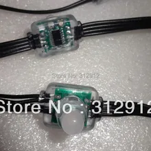 DC5V WS201 12 мм Диффузионные плоский цифровой красный зеленый синий светодиод Пиксели; со всеми черный провод, 50 шт в наборе, веревочке; IP66