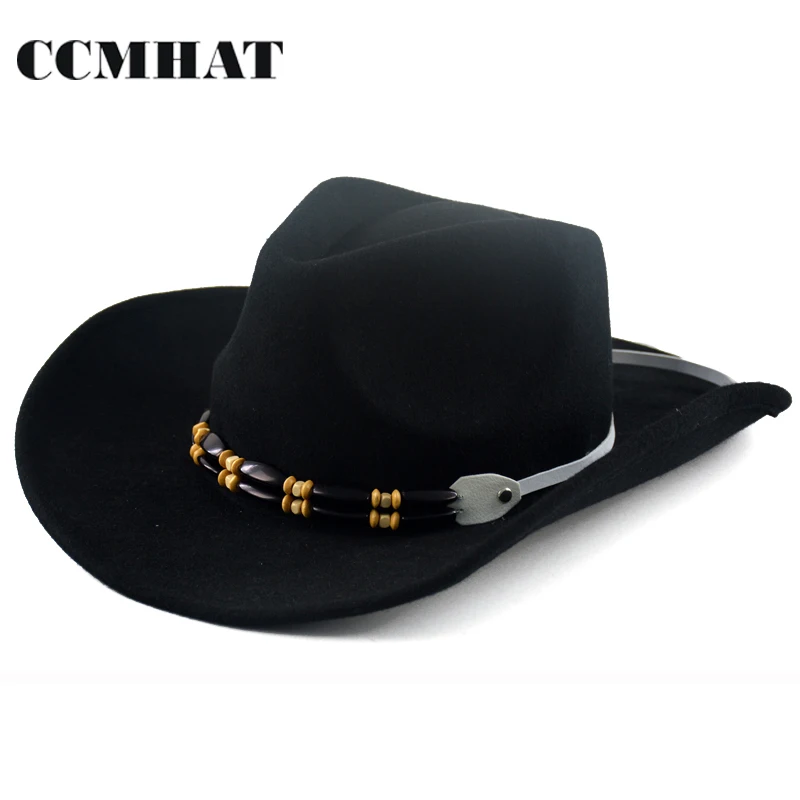 CCMHAT 100 Wool Cowboy Hat For Men Winter Black Caps Western Cowboy