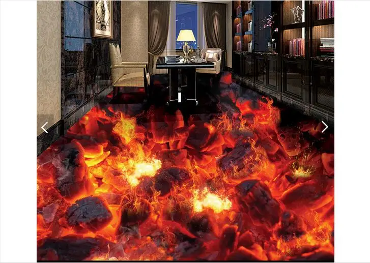 Customized 3d Wallpaper 3d Floor Painting Wallpaper Flame 3d