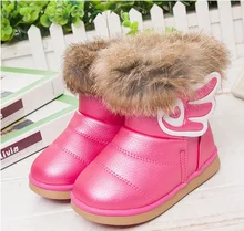 New Fashion Children’s Winter Rabbit Fur Snow Boots Kids Warm Shoes Baby Girl Boots Plush Waterproof Boots Eur 21-30