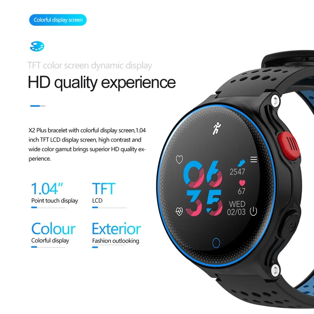 

X2Plus Bluetooth Smart Watch Color Screen Blood Pressure Heart Rate Monitor Pedometer Fitness Waterproof Sports Watch men reloj
