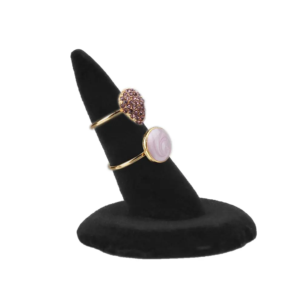

Black Velvet 1 Pillars Finger Rings Display Tip Stand Jewelry Holder Rack Stent Jewelry Display