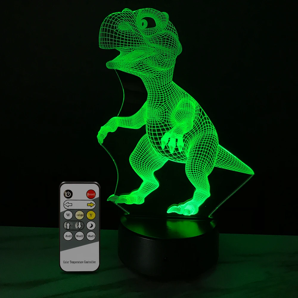 3D иллюзия Светодиодная лампа динозавр 7 цветов Светодиодная лампа украшение животное Ночной светильник сенсорный спящий Ночной светильник Настольная лампа подарки для мальчиков