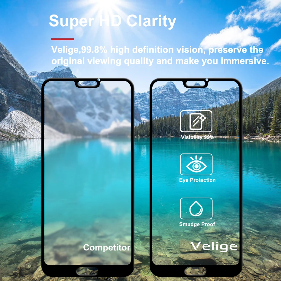 Velige 9H закаленное стекло для Huawei Honor 8X Honor8X 8 X ультратонкая Защитная стеклянная