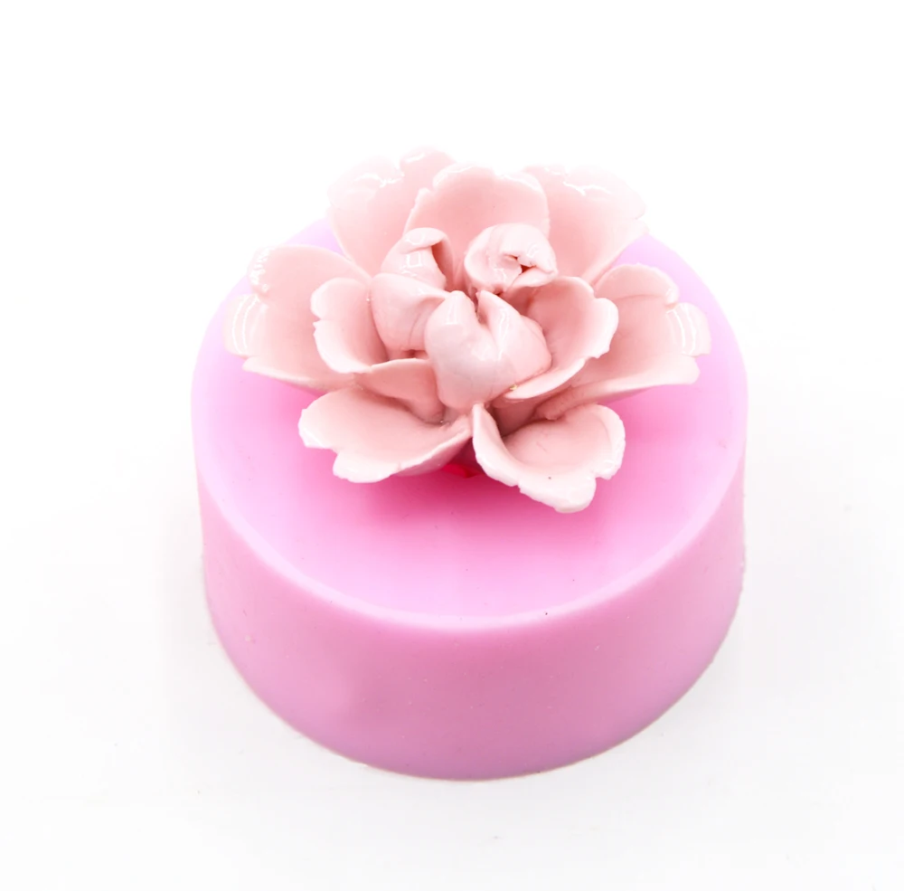 

Food Grade Small Size 3D Peony Flower Handmade Soap Tool Fondant Cake Flower Shape Silicone Mould