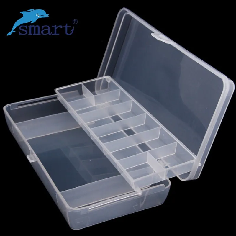 

SMART Fishing Tackle Box 21*10.7*4.2cm 2 Layers 10 Compartments Box Spinner Bait Popper Lure Hooks Box For Fishing Accessories