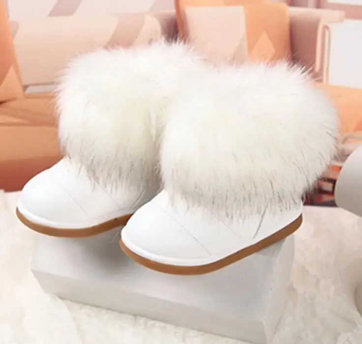 

2016 New Winter Children Snow Boots Girls Warm cotton Shoes Thick Plush Waterproof Baby Ankle Leather Boots for Kids