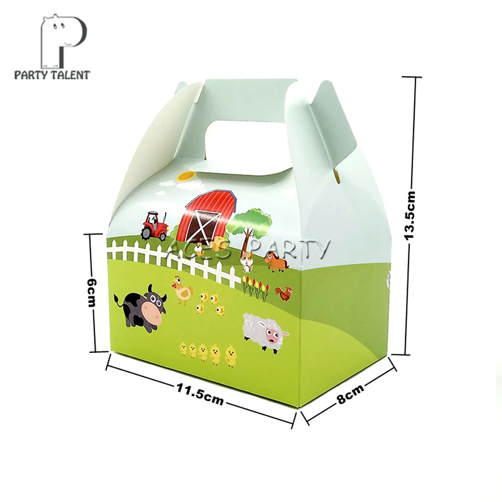 

8pcs/lot Candy Box Cake Box for Kids Farm Animals Pig Cow Sheep Theme Party Baby Shower Party Decoration Party Favor Supplies