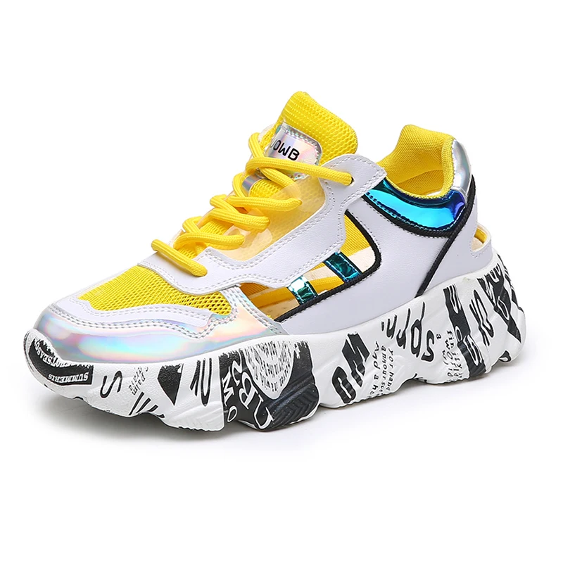 

2019 breathable mesh surface lightweight platform summer wild casual graffiti sneakers