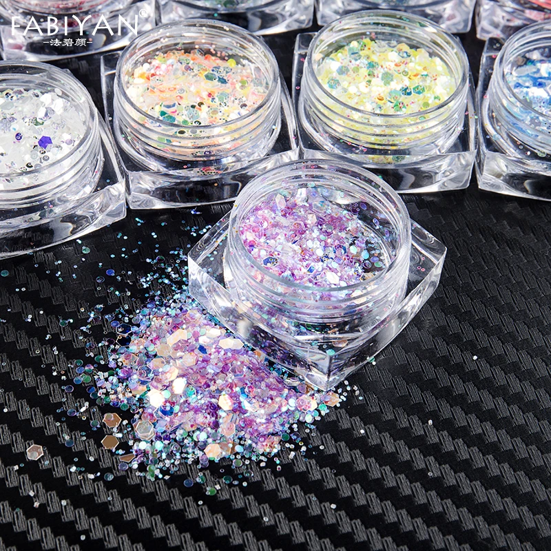 

12 Colors Nail Art Glitter Sequins Powder Paillette AB Hexagon Round Flakes Manicure Decoration UV Gel Polish 3D Tips DIY Tools