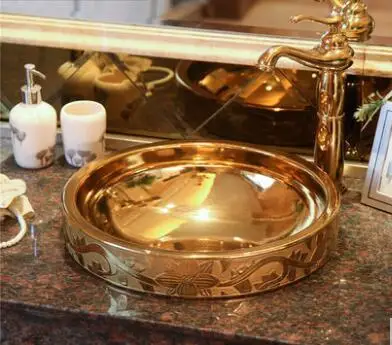 

European - style antique ceramic counter basin in the basin on the basin semi - embedded wash basin wash art basin02