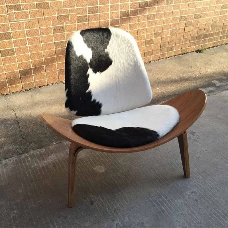 U-BEST Wegner Shell стул фанера mid century shell стул пони кожаное кресло для отдыха - Цвет: Black and white