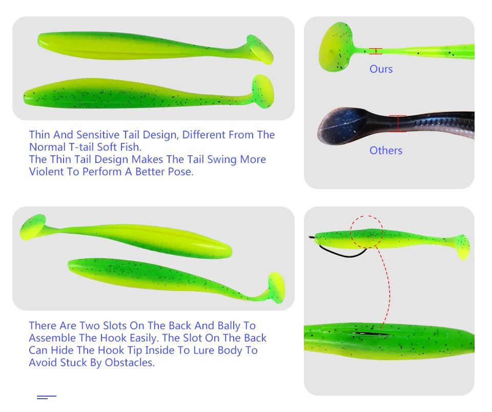 Kingdom, Мягкая приманка,, популярная рыболовная приманка, 72 мм, 100 мм, 8 шт. или 14 шт./упак., рыболовная приманка, джиг-приманка, плавающий Т-образный хвост, рыболовные приманки