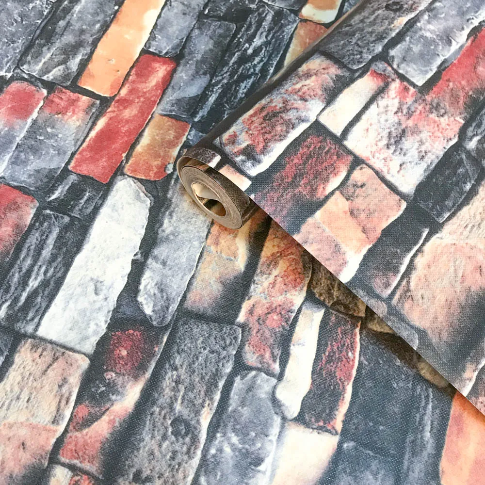 Red,Grey Vintage Rustic Stone Brick Wallpaper Roll Living Room Bedroom Restaurant Background Loft 3d Wall Paper Red,Grey Vintage Rustic Stone Brick Wallpaper Roll Living Room Bedroom Restaurant Background Loft 3d Wall Paper