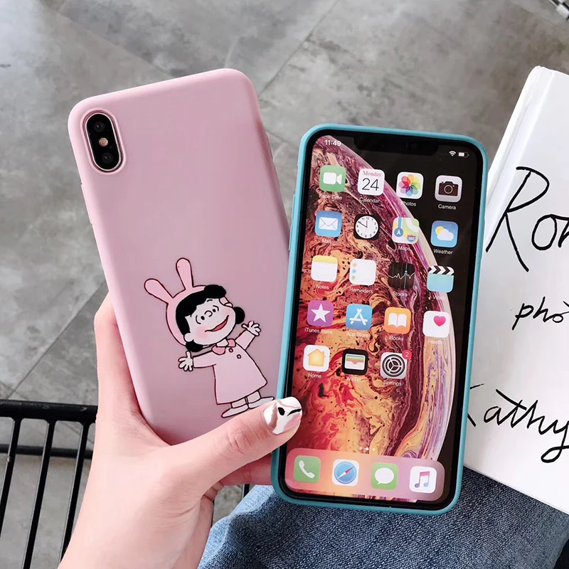 Милый чехол для телефона с рисунком из мультфильма "Charlie коричневый Lucy" для iphone 11 Pro Xs MAX XR X 6 6s 7 8 plus, мягкий чехол-накладка из ТПУ