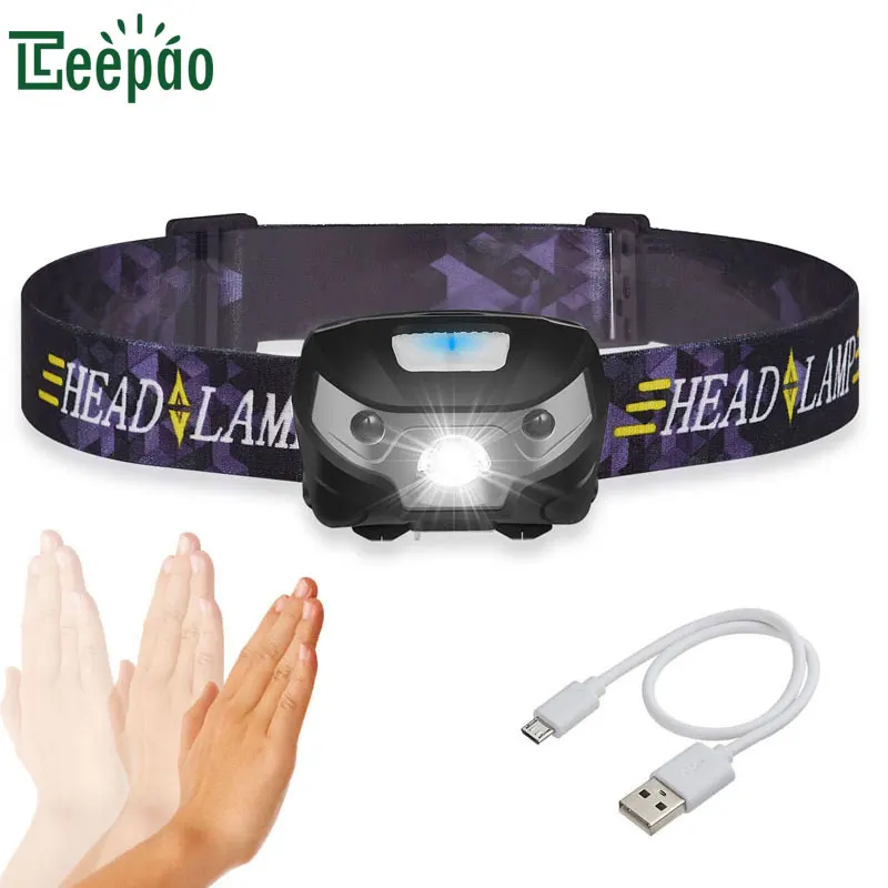 

New Rechargeable LED Head Flashlamp 4000Lm Body Motion Sensor Headlight LED Bicycle Head Light Camping Flashlight Torch With USB