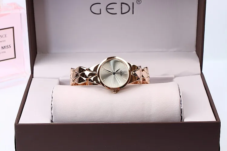 Хит, модные женские часы GEDI из розового золота, топ класса люкс, Брендовые женские кварцевые часы, 2 шт., Часы Relogio Feminino Hodinky