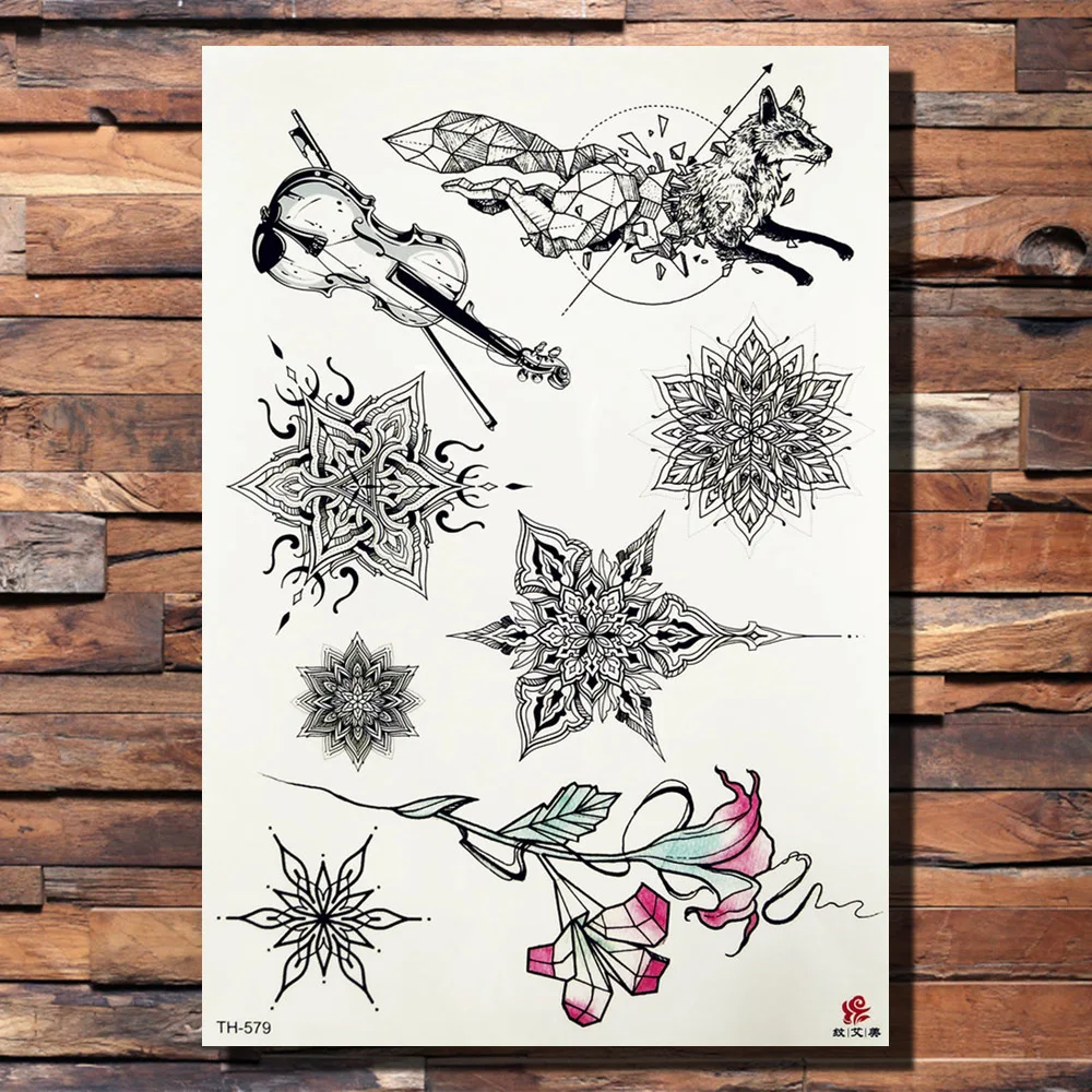 FANRUI Morning Glory Totem Ловец снов временное тату Sticker перо Звезда черная рисунок