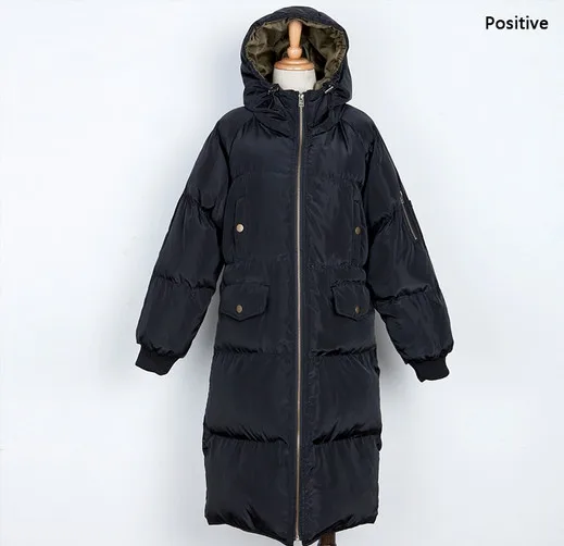 Пальто с капюшоном, Женская Длинная зимняя куртка, Женская Новинка, хлопковая стеганая парка, Утепленная зимняя одежда для женщин, большие размеры, черный цвет BL0344