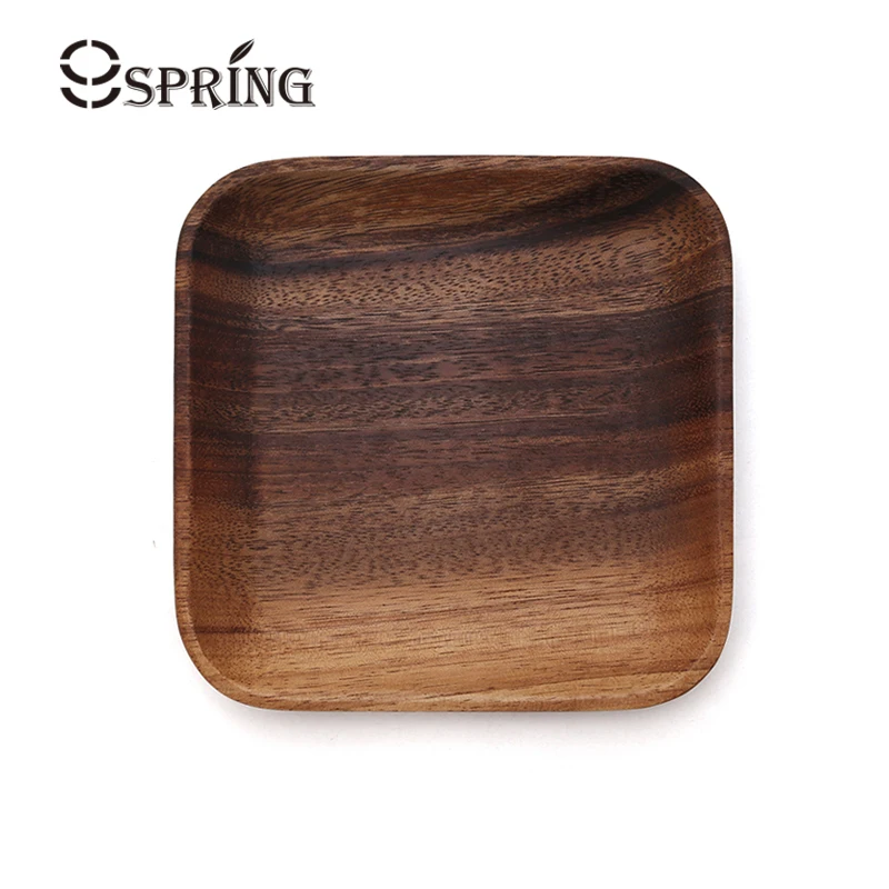 Image 1 Piece Square Plate Small Wooden Tray Sushi Plate Wood Serving Dishes for Cake Dessert Snack Fruit Tray Wood Kitchen Utensils