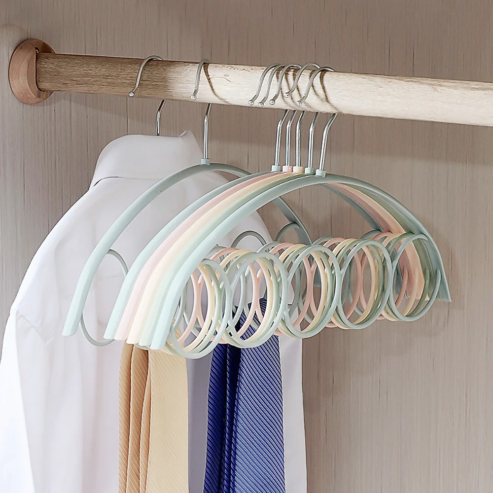 Нескользящая пластиковая вешалка для шарфа 5 колец|tie rack|storage scarveshanger storage rack |