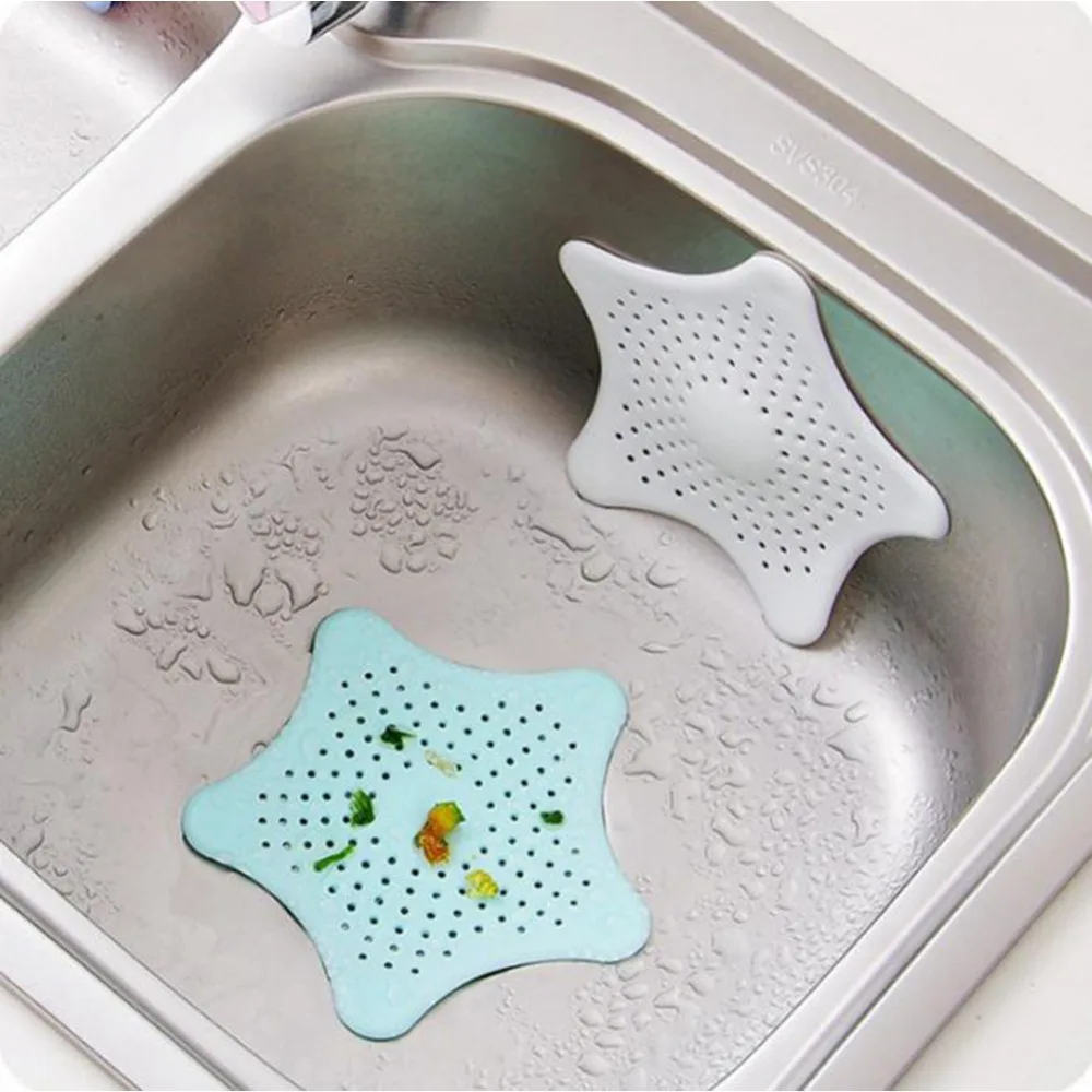 1 pcs Bathroom toilet hair Filter Silicone sucker Kitchen sink bathroom sewer Pentagram Anti-blocking Sink bathroom accessories