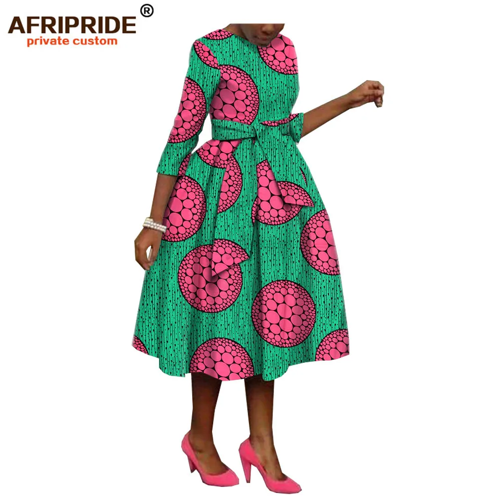 africa ankara весеннее женское платье с принтом AFRIPRIDE, рукав три четверти, длина до середины голени, платье для женщин A1825090