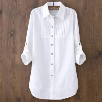 

Spring autumn cotton long-sleeved white shirt women Slim casual bf style top blouse