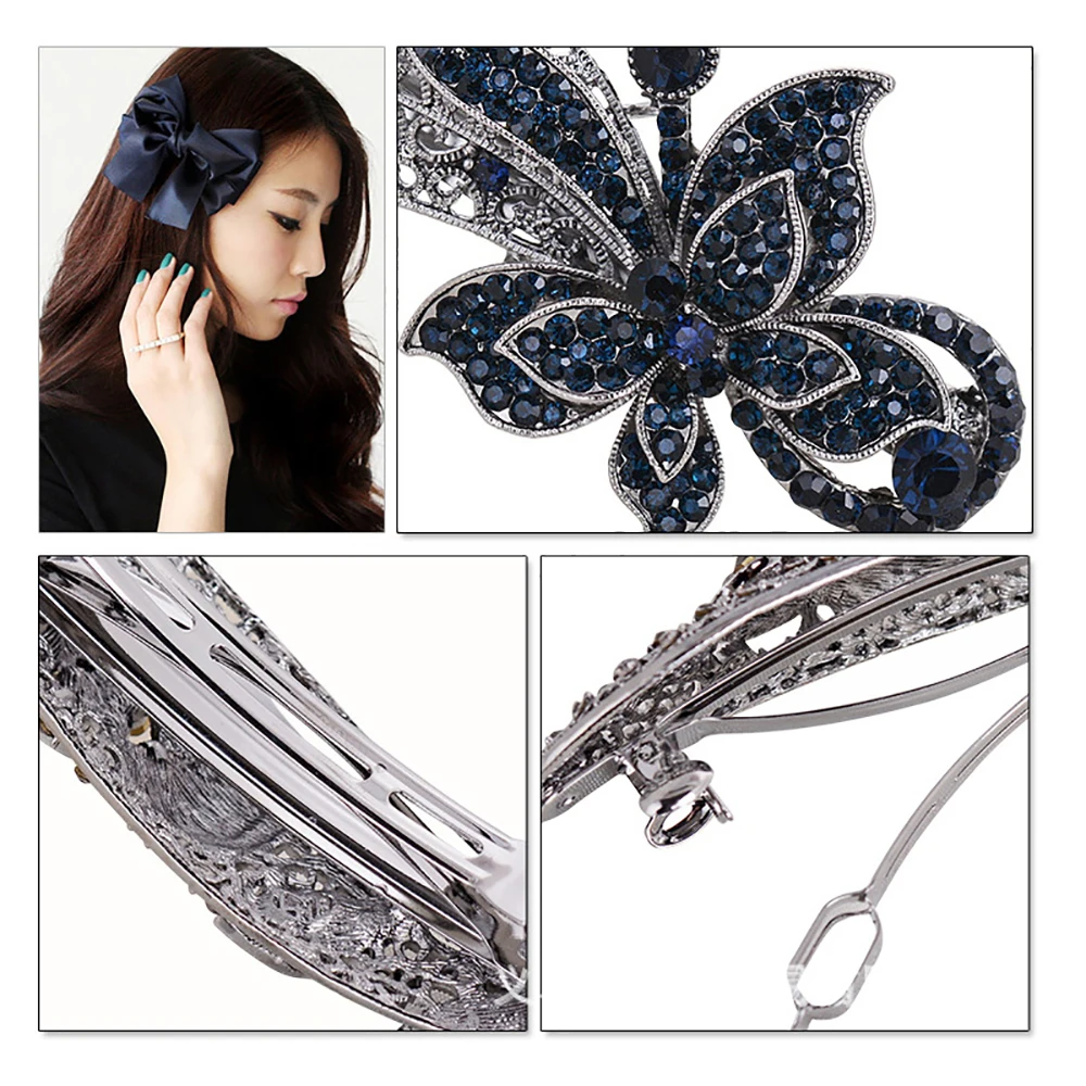 Fashion Women's Crystal Butterfly Hairpin Vintage Rhinestone Flower Hair Pin Barrette Hair Clip Hair Styling Accessories Fashion Women's Crystal Butterfly Hairpin Vintage Rhinestone Flower Hair Pin Barrette Hair Clip Hair Styling Accessories