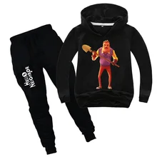 HOME ZHI/хлопковая одежда для мальчиков и девочек, Комплект игры, Hello Neighbor, детская одежда, детские модные толстовки, шаровары, комплект одежды