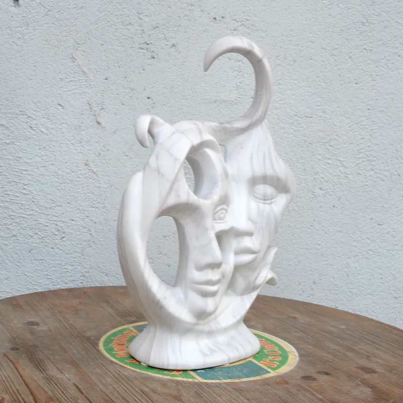  Home Ceramic Figurines Nordic Simple Handmade Matte Face Modeling Ceramic Craft Ornaments Bedroom B - 32850073618
