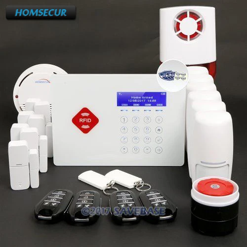 

HOMSECUR Wireless GSM RFID SMS Autodial LCD Burglar Alarm System LED Screen With Friendly Menu Low battery Reminder